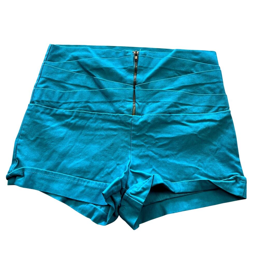 Rainbow Brand Zip Front Teal Shorts Size Medium Y2K